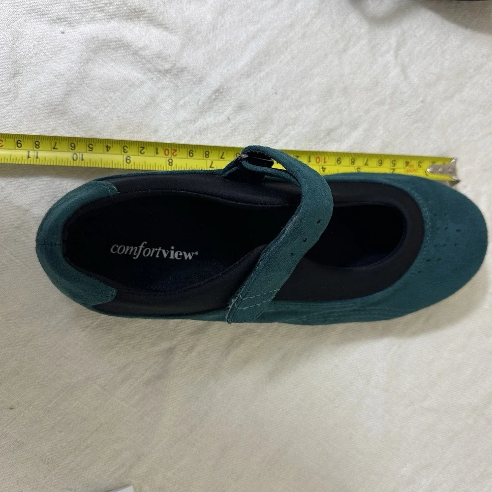 Comfortview Mary Jane Casual Shoes Women's Size 9.5 Emerald Green Faux Suede